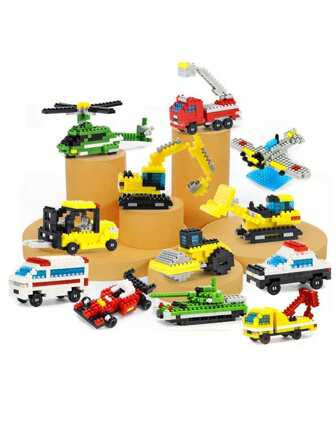 Mini bloques de construcción DIY Juguetes para niños Serie de tráfico Ladrillos de montaje Juguetes educativos para niños Modelo de avión, tanque, coche Decoración del hogar Decoración de habitaciones Regalos de invierno Bloques de colores, Juego de construcción de coches, Juguetes de coches, Juego de policía, Avión, Bloques de construcción