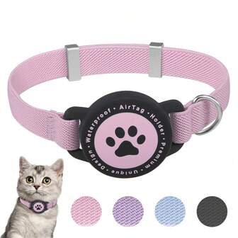 Elastische kattenhalsband met ondersteuning, compatibel met Apple Airtag, licht en comfortabel, ultra-elastische halsbanden voor katten, kittens en puppy's, 7,5-12,5 inch Bevat geen Airtag QR-ID-TAG
