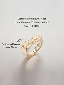 Customized Personalized Name Euromerican Style Rapper Lace Ring, Ideal For Father's Day, Mother's Day, Valentine's Day, Birthday, Anniversary For Birthdays, For Daily Wear, For Prom, For Mother's Day, For Valentine's Day, For Graduation, For Weddings, For Father's Day, For Party