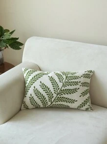 1 pièce/2 pièces Taie d'oreiller décorative à broderie de feuilles, décoration de maison pour le salon, l'intérieur de la voiture, convient pour le printemps, l'été, l'automne et l'hiver