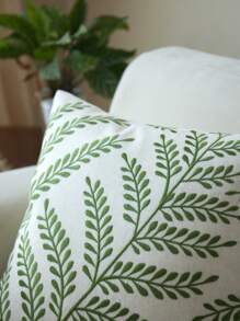 1 pièce/2 pièces Taie d'oreiller décorative à broderie de feuilles, décoration de maison pour le salon, l'intérieur de la voiture, convient pour le printemps, l'été, l'automne et l'hiver