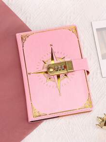 1 Sổ Tay Họa Tiết La Bàn, A5 Vintage Khóa Mật Khẩu Sổ Tay Nhật Bản Và Hàn Quốc Sinh Viên Đơn Giản Viết Nhật Ký Sáng Tạo - Nhiều màu - Xem 6