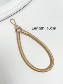 Litchi Pattern Premium Leather Reinforced Mobile Phone Lanyard Wrist Strap Chain Pendant Keychain Anti-Drop Short Rope - Champagne - View 1