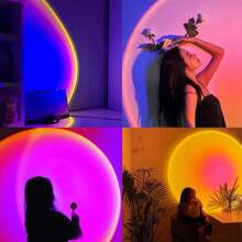1入USB日落燈，彩虹LED霓虹機投影儀，臥室牆壁環境燈，房間裝飾，禮物，環境燈桌面直播日落燈臥室床頭補光投影燈小夜燈，裝飾燈，攝影環境燈 - 投影燈 - 查看 4