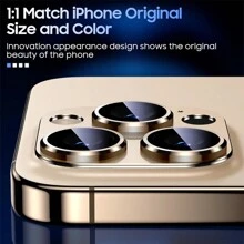 1 包金属相机镜头保护膜玻璃适用于 15 14 11 Pro Max 13 12 Mini Capa 适用于 15 14 Plus 全覆盖镜头相机玻璃礼物适合生日、家人、朋友合金金属带钢化玻璃全覆盖、镜头保护膜、手机配件 - 金色 - 查看 7
