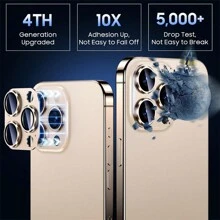 1 包金属相机镜头保护膜玻璃适用于 15 14 11 Pro Max 13 12 Mini Capa 适用于 15 14 Plus 全覆盖镜头相机玻璃礼物适合生日、家人、朋友合金金属带钢化玻璃全覆盖、镜头保护膜、手机配件 - 金色 - 查看 3