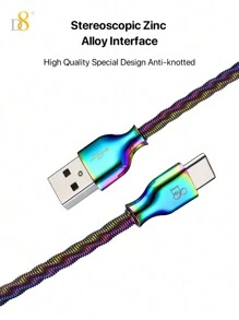 D8 金属彩色快速充电线（3.3FT60W），USB A 至 Type-C 充电器线，3A 快速充电兼容三星 Galaxy A10e A20 A50 A51 A71、S20 S10 S9 S8 Plus、Note 9 8、A11 A20 A51、G6 G7 V30 V35、Moto Z2 Z3 - 彩色 - 查看 5