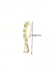 Kẹp mũi đính đá Rhinestone thanh lịch mới, nhẫn mũi có thể điều chỉnh với mặt dây chuyền bằng đồng hình giọt nước treo, phụ kiện trang sức kiểu xỏ khuyên - vòng mũi - Xem 2