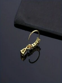 Kẹp mũi đính đá Rhinestone thanh lịch mới, nhẫn mũi có thể điều chỉnh với mặt dây chuyền bằng đồng hình giọt nước treo, phụ kiện trang sức kiểu xỏ khuyên - vòng mũi - Xem 4