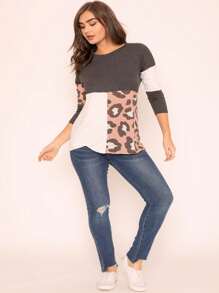 Black White Pink Mint Color Block 3/4 Sleeve Top Shirt Blouse | S-3X - 粉色 - 查看 3