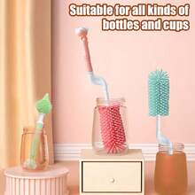 1pc Silicone Cleaning Brush, Bottle Nipple Cup Cleaning Brush, 360 Degree Rotating Bottle Cup Cleaning Brush, Long Handle No Dead Angle Cleaning, Nipple Cleaning Brush