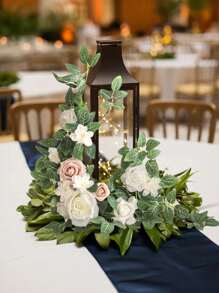 2Pcs Artificial Aisle Flowers 2.46ft Flower Garland Handmade Comes With Ribbon For Festival Party Indoor Arches Fireplace Wedding Decoration Table Centerpieces Arch Decor Fall Decor - White - View 7