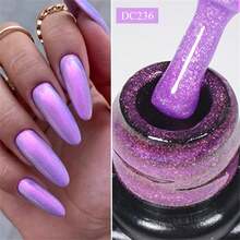 6 Cái/bộ 7Ml Auroras Đế Cao Su Gel Bộ Sơn Móng Tay Màu Tím Sữa Trắng Ngọc Trai Hiệu Ứng Bán Thường Trực Ngâm Tắt UV LED Móng Tay Nghệ Thuật Gel Dầu Bóng - Nhiều màu - Xem 7