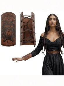1 peça de acessórios para fantasias medievais, pulseiras, adereços para palco renascentista, alças, mangas de couro, acessórios para dramatização, Natal, Halloween - A - Ver 6