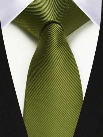 1pc Men's 6cm Olive Green Necktie, Stylish Skinny Tie For Wedding And PartiesMen Necktie
