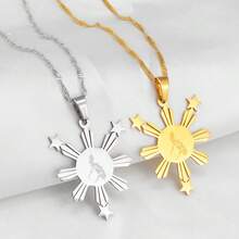 1 pieza de colgante de Bandera y mapa de Filipinas con collar para mujeres y hombres, joyería de mapa del país Pilipinas filipino - Multicolor - Ver 2