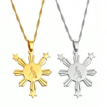 1 pieza de colgante de Bandera y mapa de Filipinas con collar para mujeres y hombres, joyería de mapa del país Pilipinas filipino - Multicolor - Ver 7