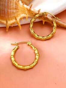 女士金环耳环，24K 环防过敏小金环耳环套装，适合女士和女孩，轻巧小耳钉穿孔珠宝礼物，不锈钢，锆石