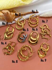 女士金环耳环，24K 环防过敏小金环耳环套装，适合女士和女孩，轻巧小耳钉穿孔珠宝礼物，不锈钢，锆石