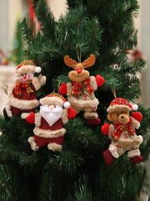 4PCS Christmas Santa Snowman Shaped Wall Hanging, Christmas Tree Decoration Pendant , Christmas Home Car Backpack Pendant, Home Decor Christmas Decorations Room Decor Winter