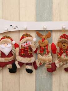 4PCS Christmas Santa Snowman Shaped Wall Hanging, Christmas Tree Decoration Pendant , Christmas Home Car Backpack Pendant, Home Decor Christmas Decorations Room Decor Winter