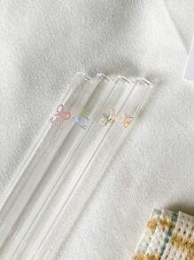 1件/3件/4件/10件简约玻璃吸管饮料吸管蝴蝶结印花透明吸管日常派对用品家居厨房用品学校用品、圣诞礼物 - 無色 - 查看 7