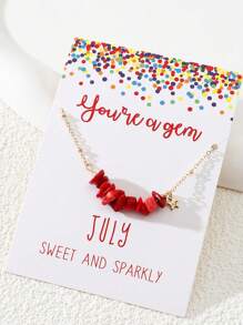 1 件手工制作的天然岩石诞生石吊坠项链，形状和颜色随机，适合女性的创意生日礼物 - A5634 - 查看 24