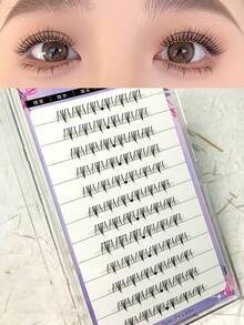 72 Cụm Faux Mink Fur Fluffy Slouchy Mở rộng lông mi giả 3 bước, 12 hàng uốn dài tự nhiên với cuống vô hình, có thể tái sử dụng, để trang điểm hàng ngày & văn phòng - C - Xem 1