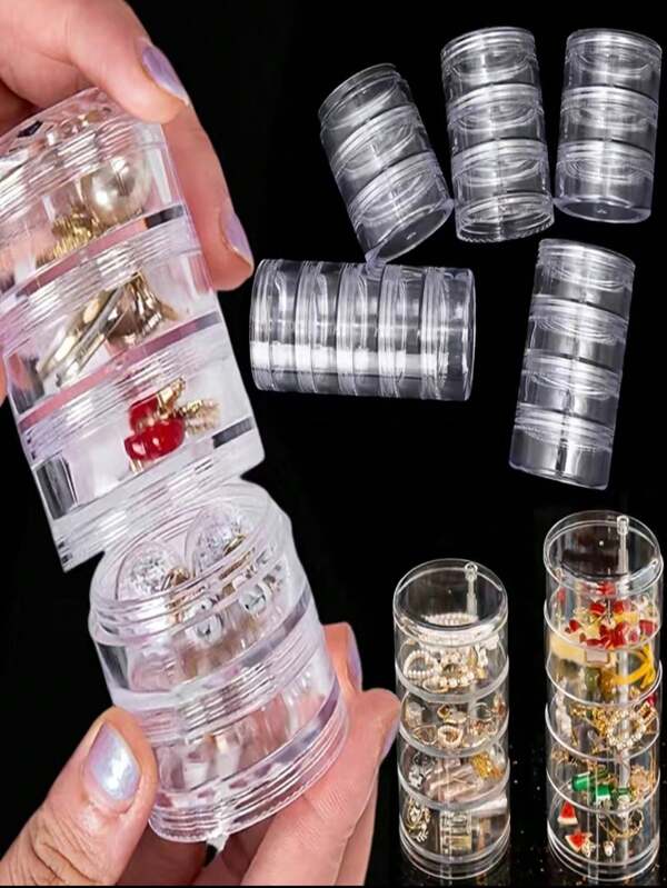 Five-Layer Storage Box S/L/XL Christmas Halloween Holiday Jewelry Jewelry Storage And Packaging Medicine Box One-Piece Anti-Oxidation Bracelet Multi-Layer Desktop Portable Storage Nail Art Storage Box Travel Skin Care Products Cosmetics Pigment Paste Sequins Sticky Body Packaging Box 1 Set Back To School