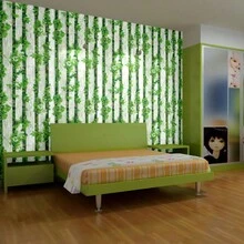 1入綠色垂直條紋壁紙，可拆卸壁畫裝飾用，客廳臥室電視背景自粘壁紙 - 綠色 - 查看 1