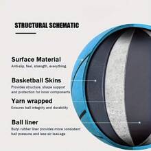 1pc Blue Creative Basketball, Standard Size Sports Basketball With A Pump, Birthdays Anniversaries Christmas Gift - 藍色 - 查看 8