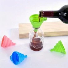 1 set di 3 pezzi - Imbuto azzurro pieghevole per riempire bottiglie, mini imbuto flessibile in silicone per liquidi, marmellate, fagioli, automobili, portatile, riutilizzabile, lavabile, imbuto a pieghe per liquidi o ingredienti secchi, ideale per cucine e griglie all'aperto, disponibile in diversi colori - Multicolore - Visualizzare 4