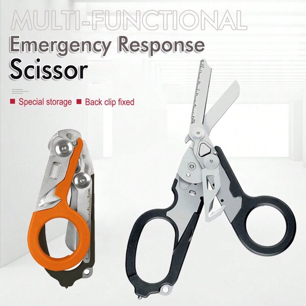 Foldable Multi-Functional Emergency Scissors With Scale, Safe, Suitable For Camping, Tools For Men