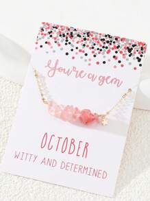 1 件手工制作的天然岩石诞生石吊坠项链，形状和颜色随机，适合女性的创意生日礼物 - A5634 - 查看 16