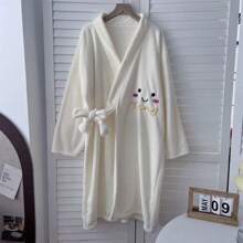 1pc Thick Bath Towel Home Bathrobe, Quick Drying & Comfortable Soft Wearable Shower Dress, For Women - White - View 9