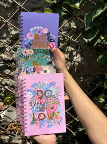 1 pza Agenda Diario de Flores de puntos, para escuela, suministros de trabajo, adolescentes - Multicolor - Ver 4