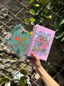 1 pza Agenda Diario de Flores de puntos, para escuela, suministros de trabajo, adolescentes - Multicolor - Ver 3