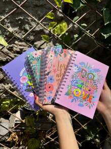 1 pza Agenda Diario de Flores de puntos, para escuela, suministros de trabajo, adolescentes - Multicolor - Ver 1