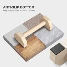 SPORTNOW Push Up Handles Wooden Parallettes Bars With Non-Slip Base, Calisthenics Equipment For Home Gym Fitness Exercise - Brown - View 6