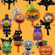 10pcs Random Styles Mixed Color Halloween Ghost  Spider Pumpkin Balloons Halloween Party Decoration Balloon Set - Multicolor - View 5