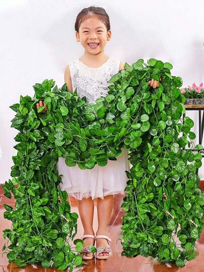 12pcs 78ft Plastic Artificial Ivy Greenery Leaves Vines Hanging Creeper Foliage Fake Plant Vine For Wall Garden Outdoor Indoor Wedding Home Decoration, Valentine Day, Gift Gifts Birthday Graduation