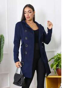 Women's Winter Fashion Sweatshirt Coat - 藍色 - 查看 2