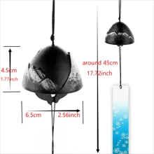 日式风铃铸铁户外装饰品适用于花园、露台和阳台，悬挂式金属风铃装饰礼物，祝福吊坠风铃捕风器 - 彩色 - 查看 8