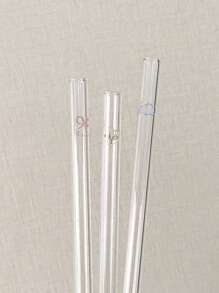 1件/3件/4件/10件简约玻璃吸管饮料吸管蝴蝶结印花透明吸管日常派对用品家居厨房用品学校用品、圣诞礼物 - 無色 - 查看 5