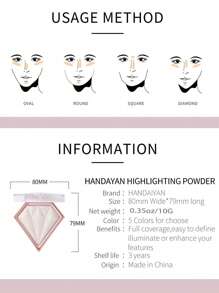 HANDAIYAN 钻石菱形高光粉，提亮肤色，修饰轮廓，哑光粉，节日礼物，化妆，派对，万圣节，圣诞节，旅行，秋冬，露营 - 香檳色 - 查看 9