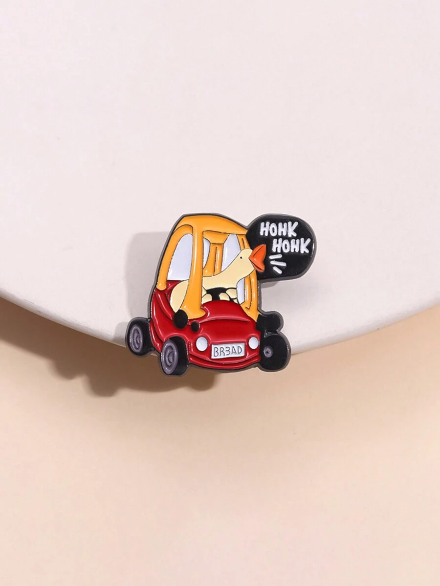 1pc Fun Cartoon Duck Car Brooch Pin Animal Badge Children's Gift For Men And Women's Daily Wear - animal - View 1