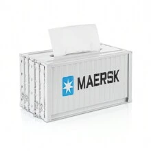Shipping Container Style Tissue Box Metal Iron Storage Box Red,Metal Shipping Container Tissue Box Cover Red,Blue,White,Iron Container Tissue Box Cover,  Vintage Classical Tissue Box Cover Holder, Desktop Ornaments Metal Tissue Box For Home - 白色 - 查看 1