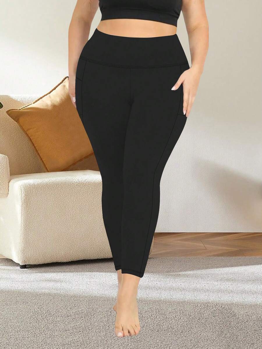 Plus Size Women Yoga Pants With Pockets Capri Leggings For Plus Size