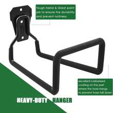 Colgador de manguera de jardín de metal - Soporte de pared resistente para mangueras de jardín al aire libre, gancho de carrete de manguera duradero para manguera de agua - Negro - Ver 6