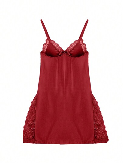 1pc Verleidelijke Kanten med Milk Zijden Nightgown, Com Tafel Lingerie Going Out view 6